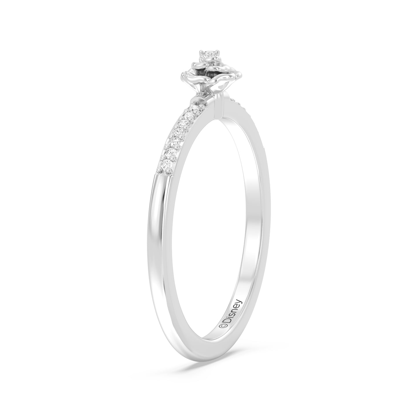 Enchanted Disney Fine Jewelry Sterling Silver with 1/20 CTTW Diamonds Belle Ring