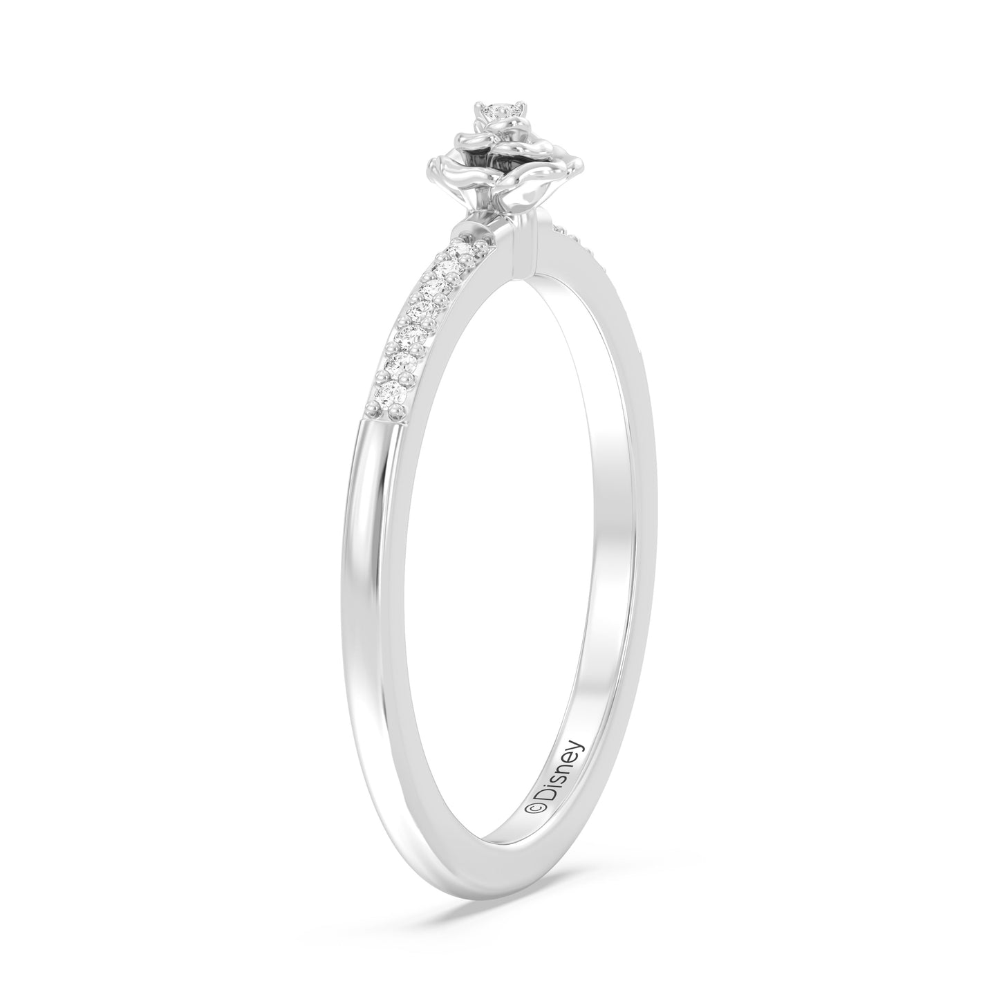 Enchanted Disney Fine Jewelry Sterling Silver with 1/20 CTTW Diamonds, Disney Princess Belle Ring