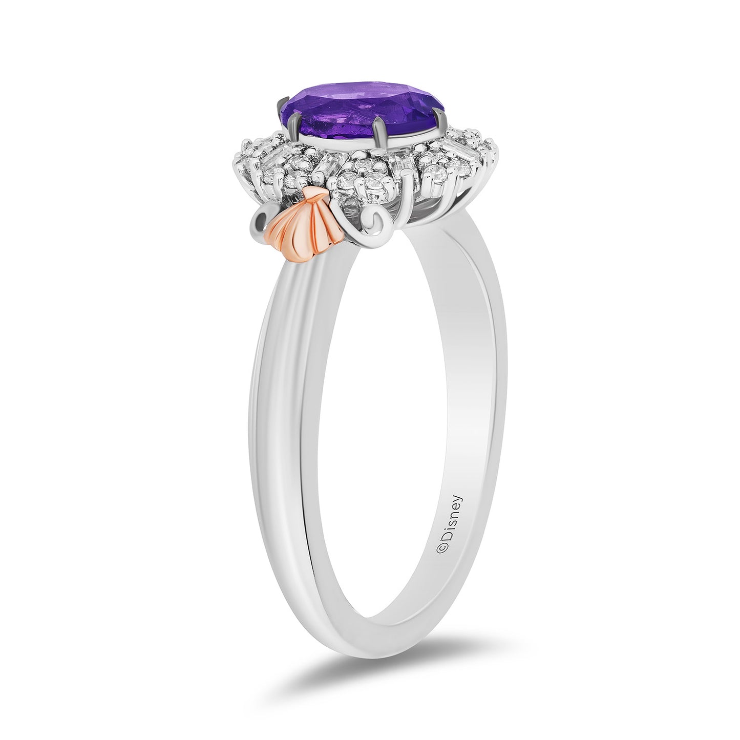 Enchanted Disney Fine Jewelry 14K Rose Gold Over Sterling Silver with 1/5 CTTW Diamond Ariel Ring