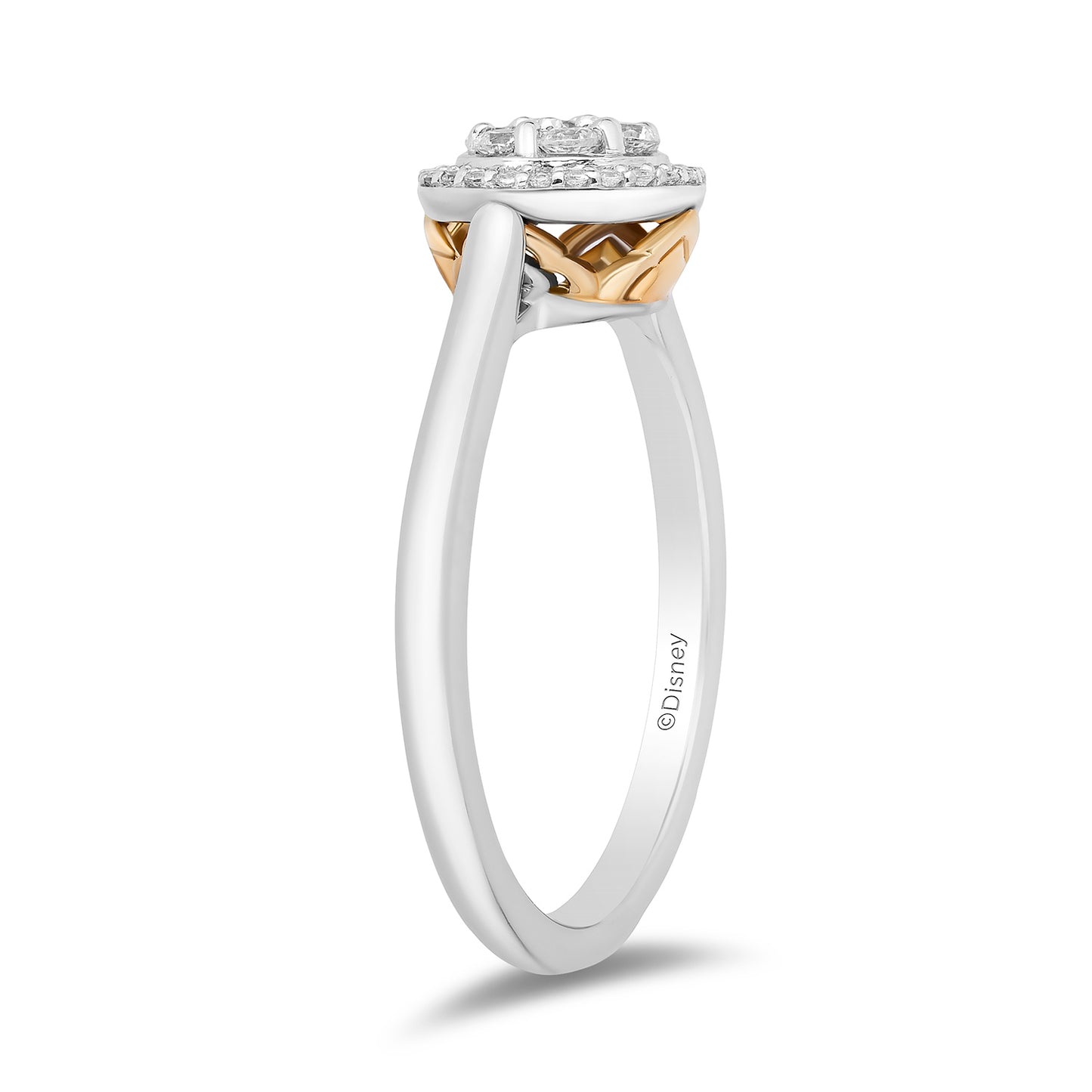 Enchanted Disney Fine Jewelry Sterling Silver and 10K Yellow Gold with 1/4 CTTW Diamonds Jasmine Ring