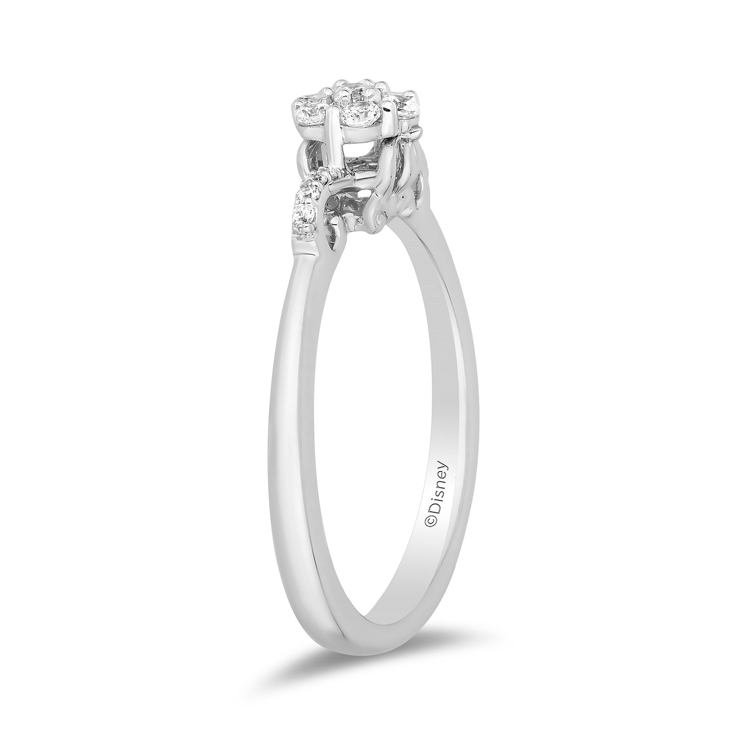 Enchanted Disney Fine Jewelry 10K White Gold with 1/4 CTTW Diamonds Cinderella Engagement Ring