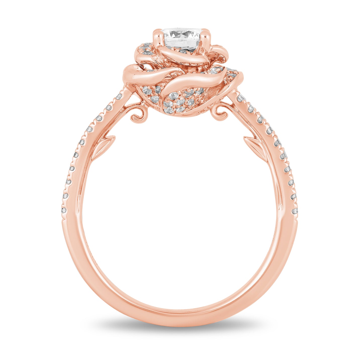 Enchanted Disney Fine Jewelry 14K Rose Gold with 1 CTTW Diamond Belle Rose Engagement Ring