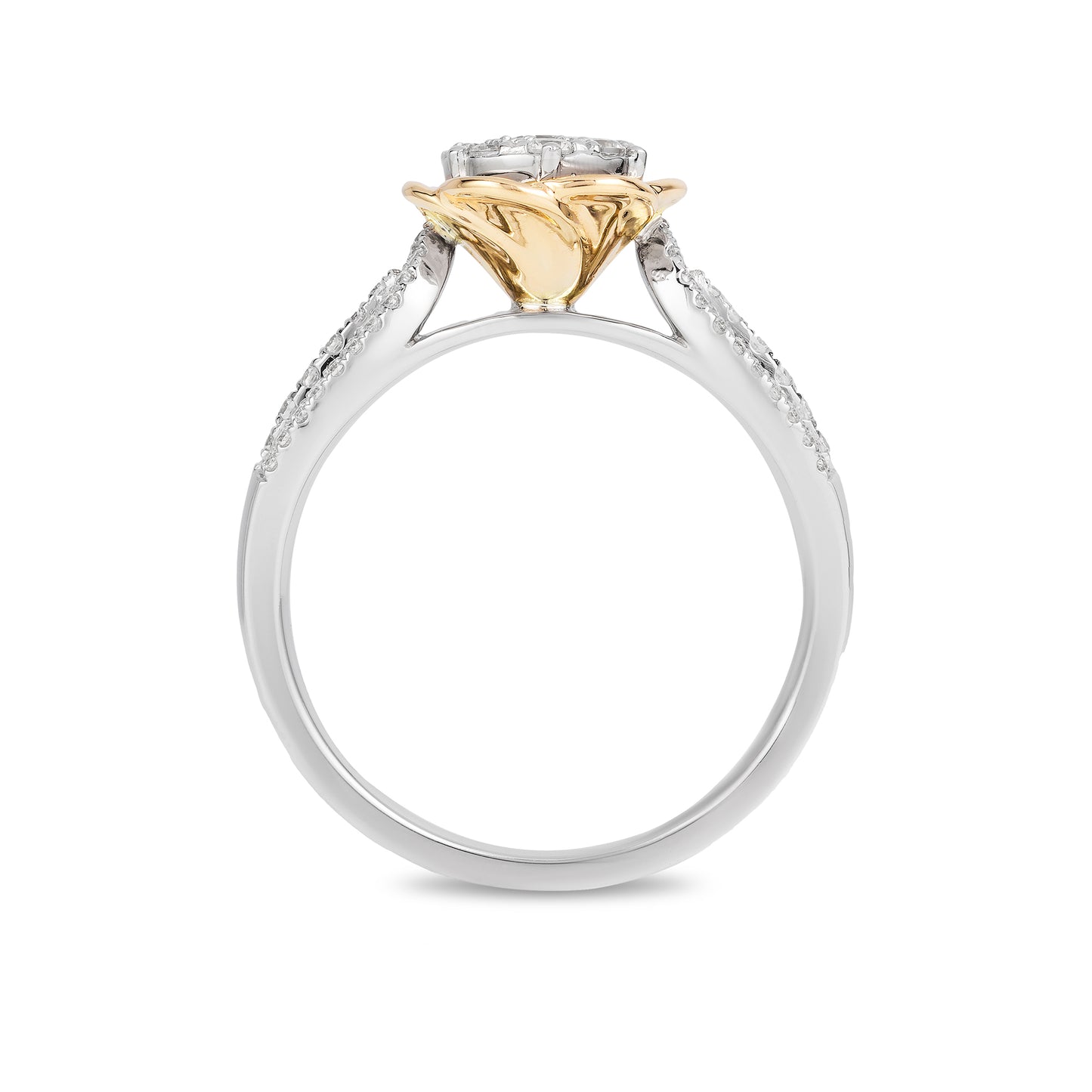 Enchanted Disney Fine Jewelry 14K Yellow Gold and White Gold with 1/2 CTTW Diamond Belle Composite Engagement Ring