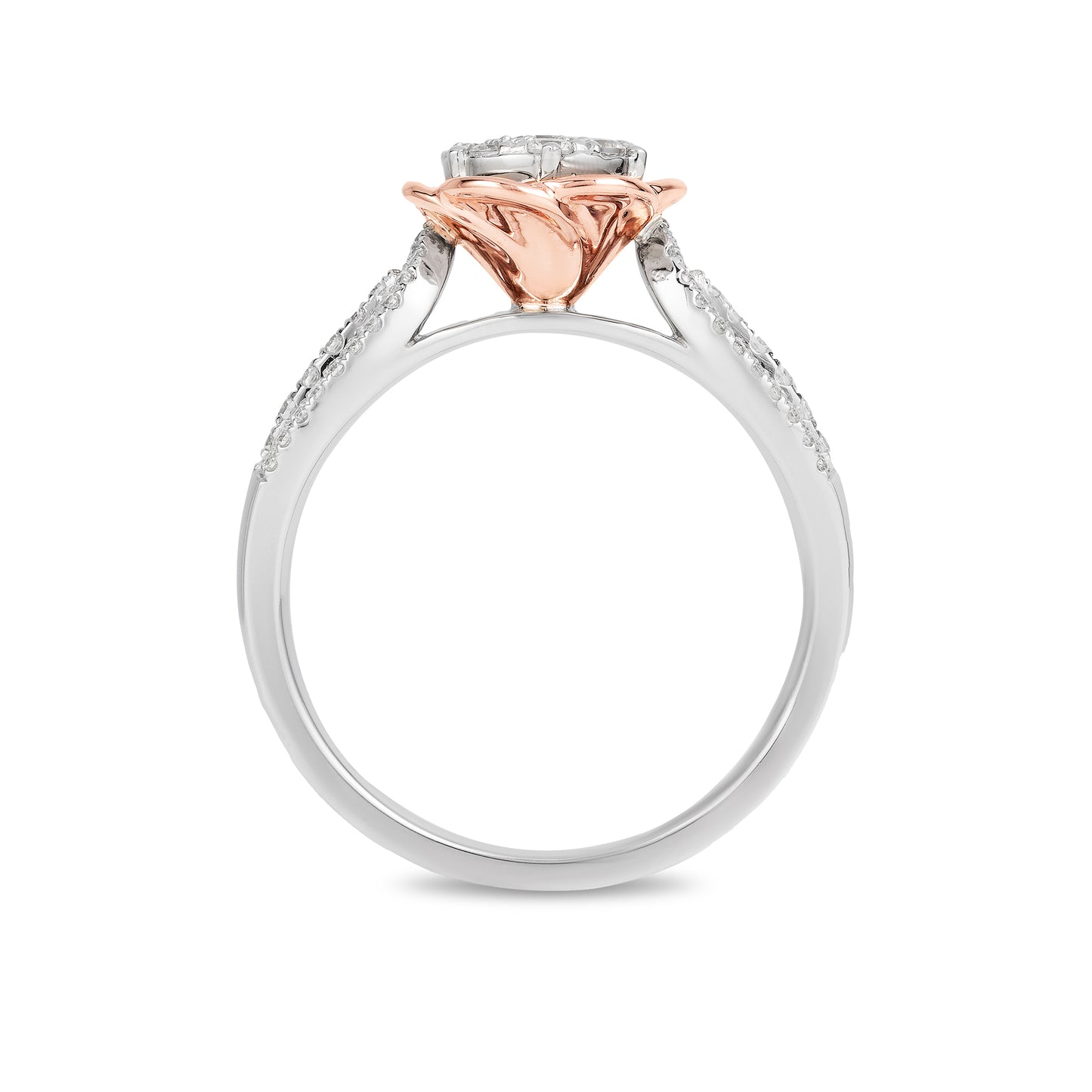 Enchanted Disney Fine Jewelry 14K Rose Gold and White Gold with 1/2 CTTW Diamond Belle Composite Engagement Ring