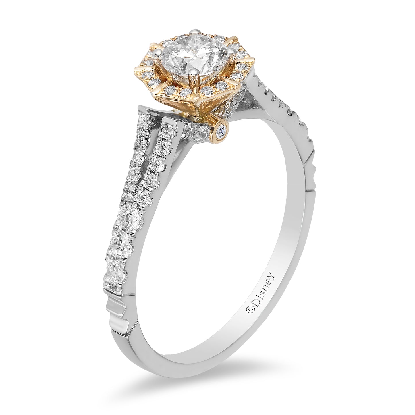 Enchanted Disney Fine Jewelry 14K White Gold and Yellow Gold 3/4 CTTW Mulan Engagement Ring
