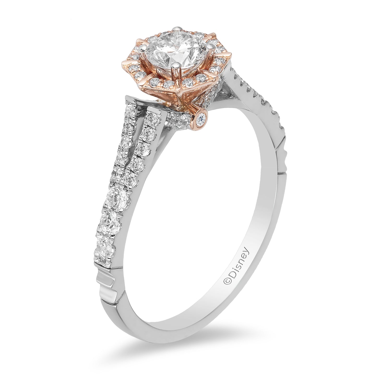 Enchanted Disney Fine Jewelry 14K White Gold and Rose Gold 3/4 CTTW Mulan Engagement Ring