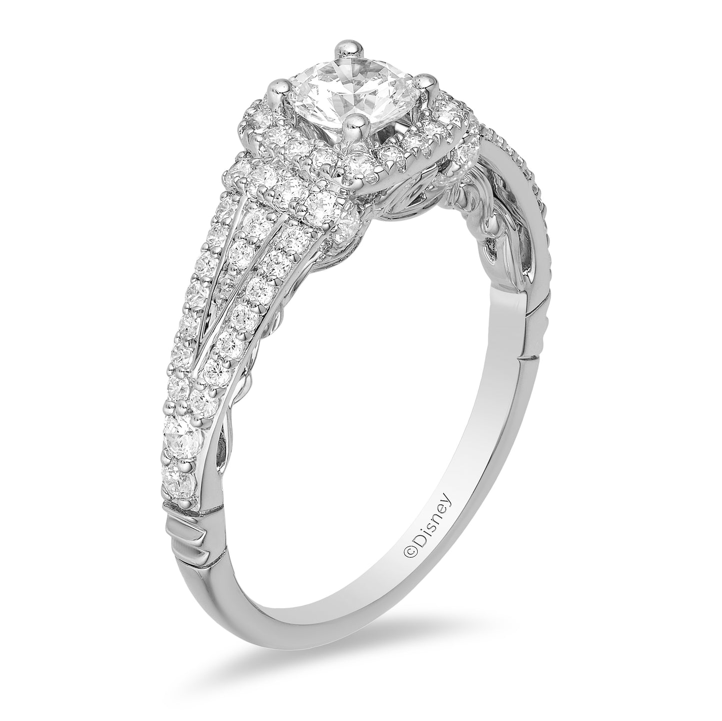 Enchanted Disney Fine Jewelry 14K White Gold with 1 CTTW Rapunzel Engagement Ring