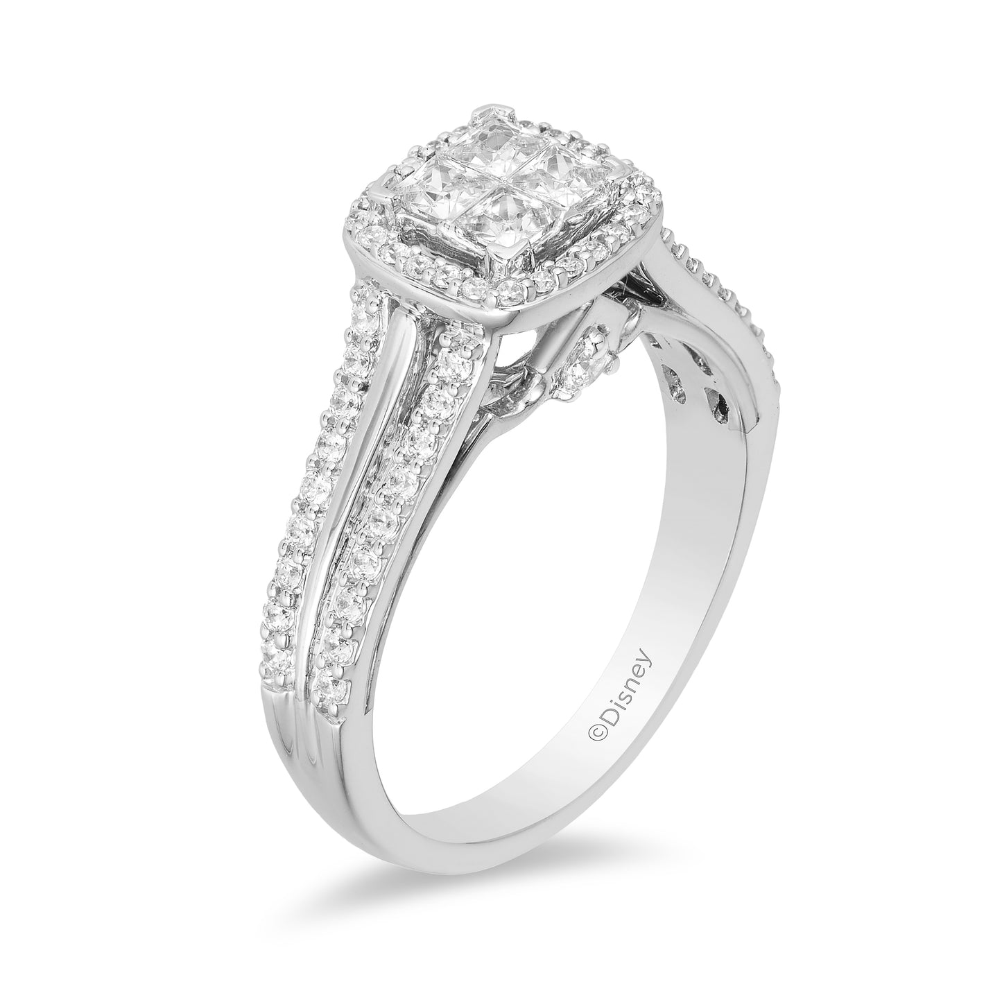 Enchanted Disney Fine Jewelry 14K White Gold with 3/4 CTTW Diamond Aurora Engagement Ring