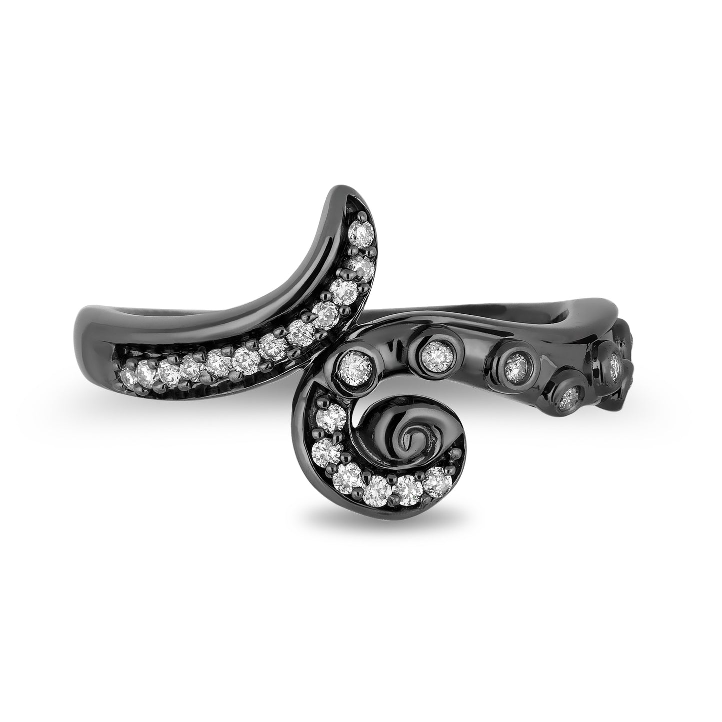 Enchanted Disney Fine Jewelry Sterling Silver with Black Rhodium 1/6 CTTW Ursula Ring