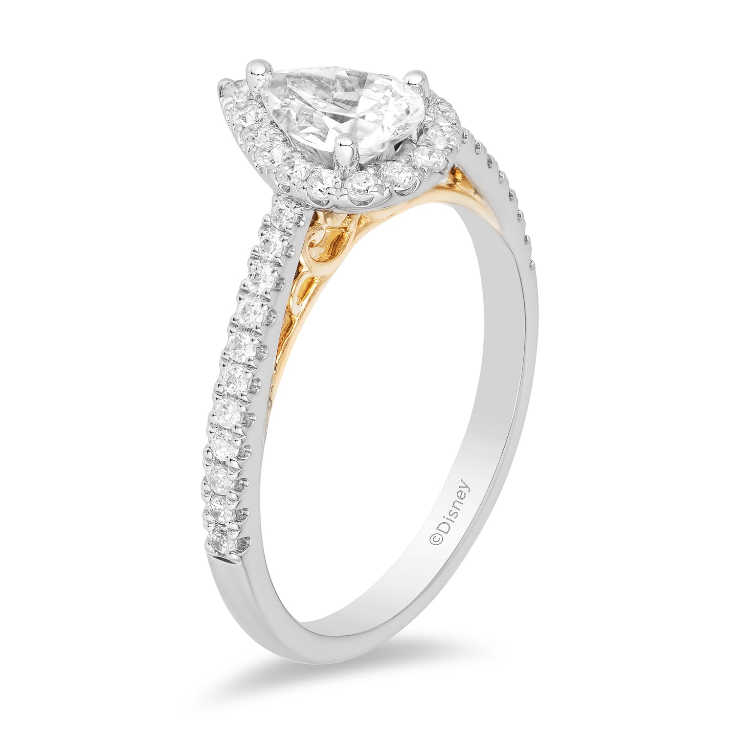 Enchanted Disney Fine Jewelry 14K White Gold and Yellow Gold With 3/4 CTTW Diamond Rapunzel Engagement Ring