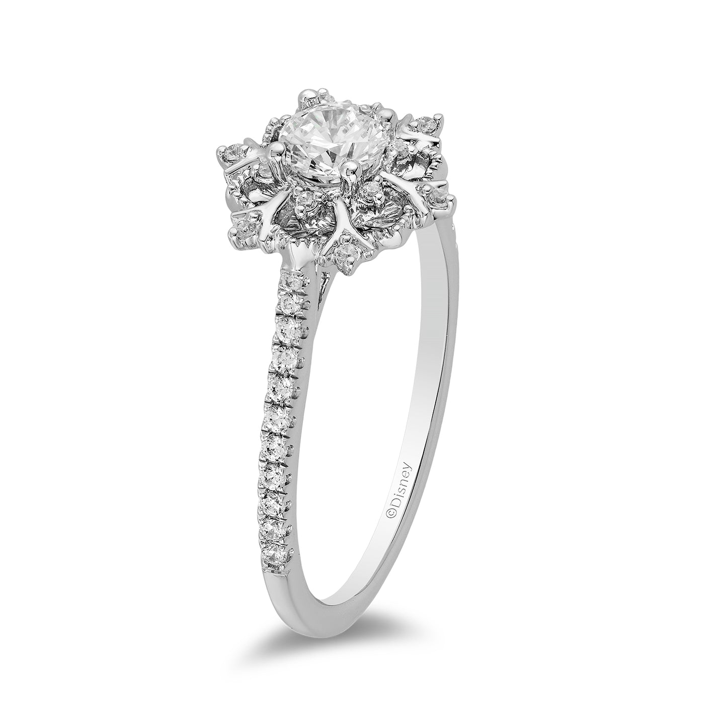 Enchanted Disney Fine Jewelry 14K White Gold with 1/2 CTTW Diamond Elsa Engagement Ring