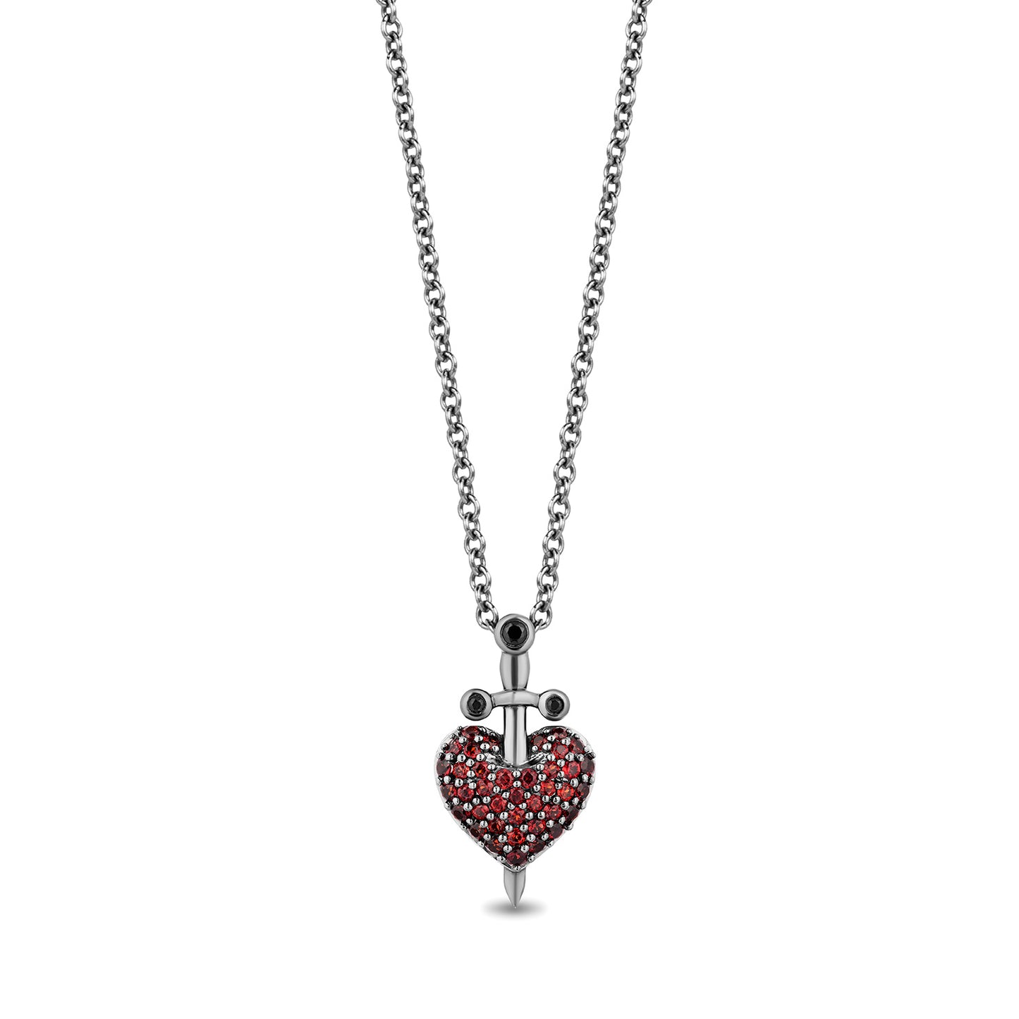 Disney Evil Queen Inspired Black Diamond Necklace Pendant in Black Rhodium Over Sterling Silver View 1