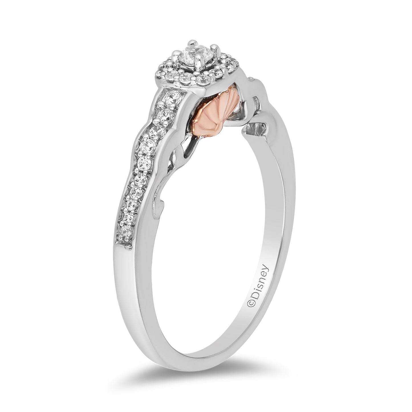 Enchanted Disney Fine Jewelry 10K White Gold and Rose Gold with 1/4 CTTW Diamond Ariel Engagement Ring