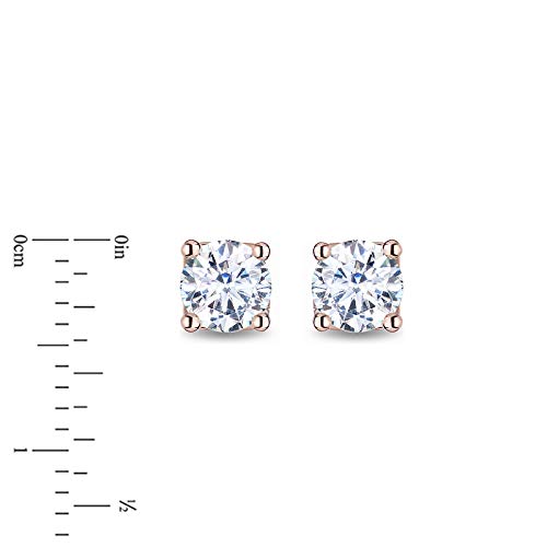 Enchanted Disney Fine Jewelry 14K Rose Gold with 1/3 CTTW Diamond Majestic Princess Solitaire Earrings
