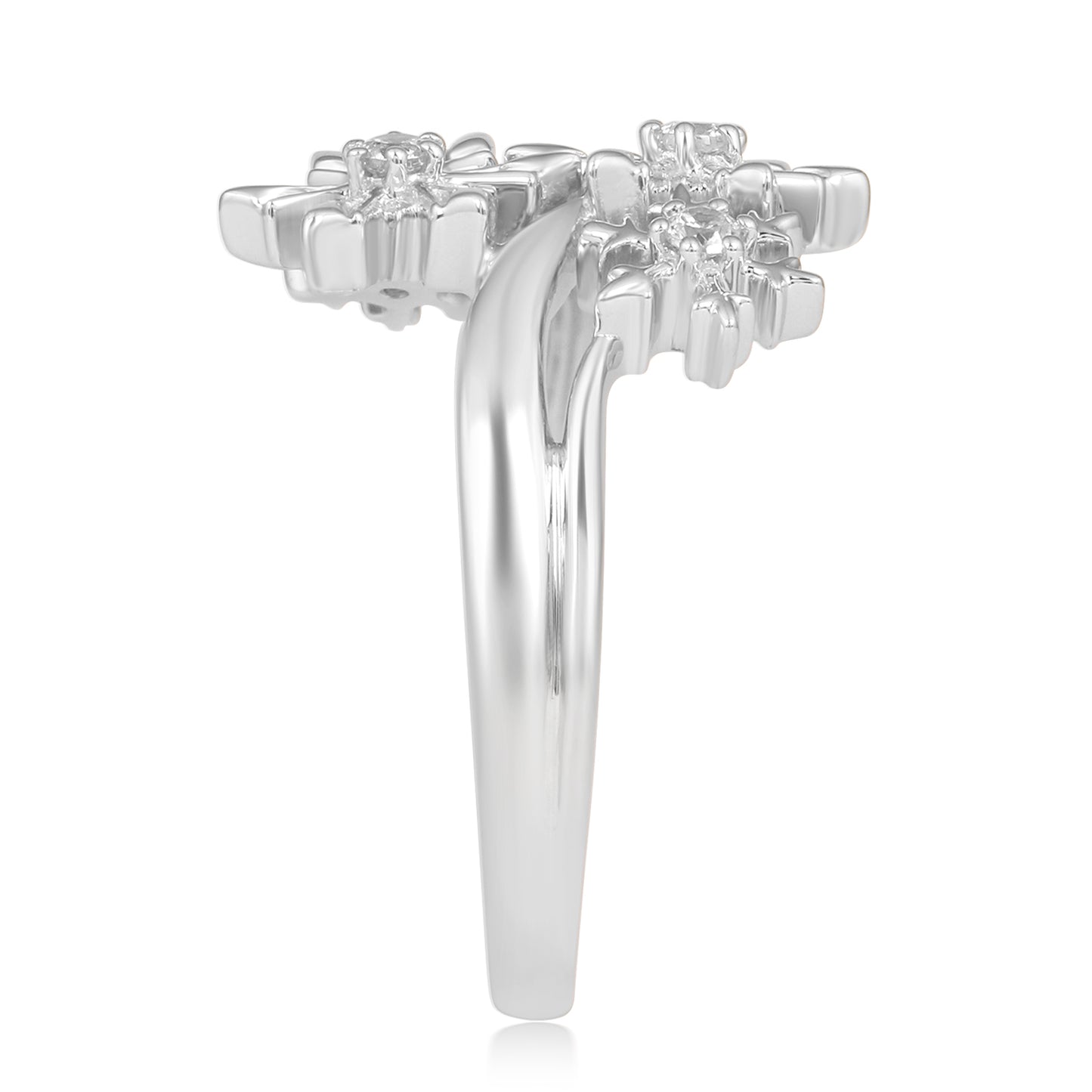 Enchanted Disney Fine Jewelry Sterling Silver with 1/10 CTTW Diamonds Elsa Snowflake Ring