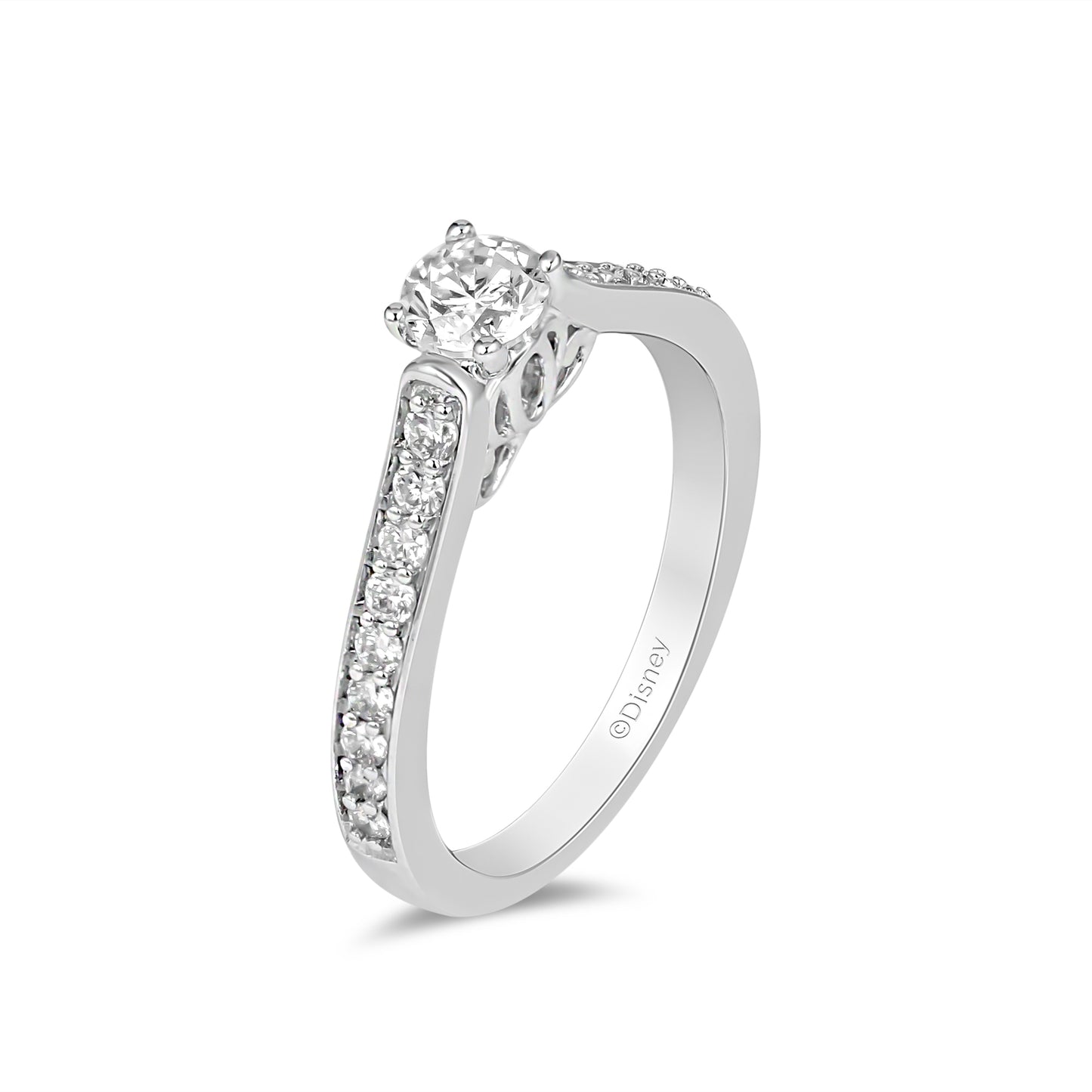Enchanted Disney Fine Jewelry 10K White Gold with 1/2 CTTW Cinderella Engagement Ring