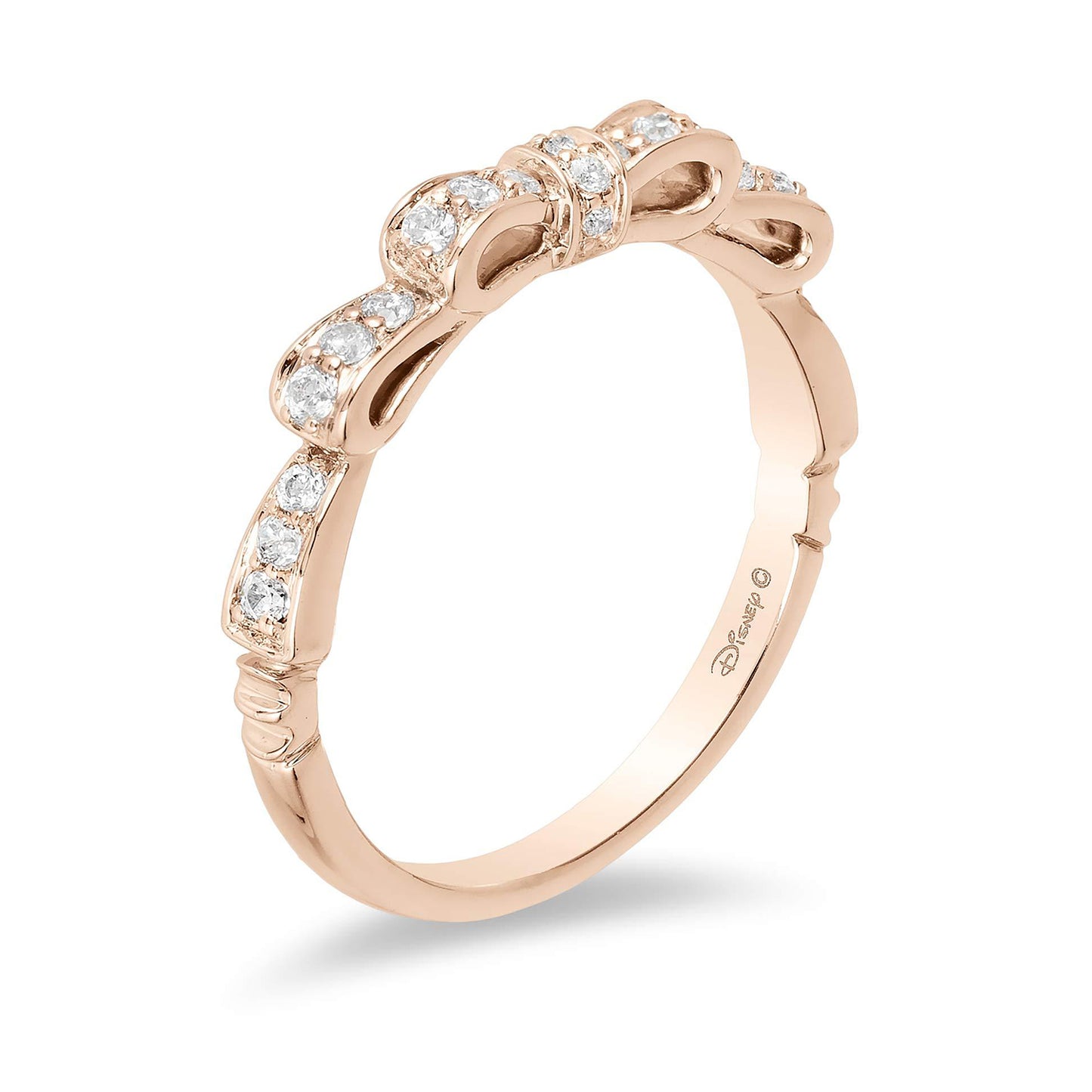 Enchanted Disney Fine Jewelry 14K Rose Gold 1/4 CTTW Snow White Bow Ring