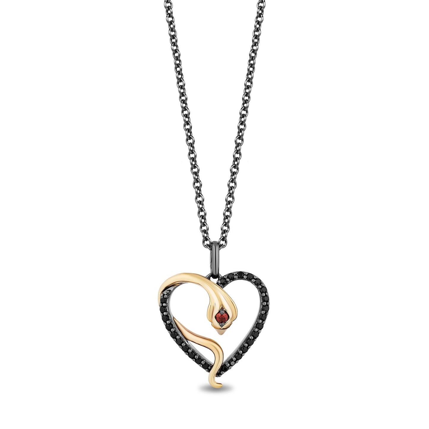 Disney Jafar Inspired Black Diamond Necklace Pendant in Black Rhodium Over Sterling Silver 1/5 CTTW View 1