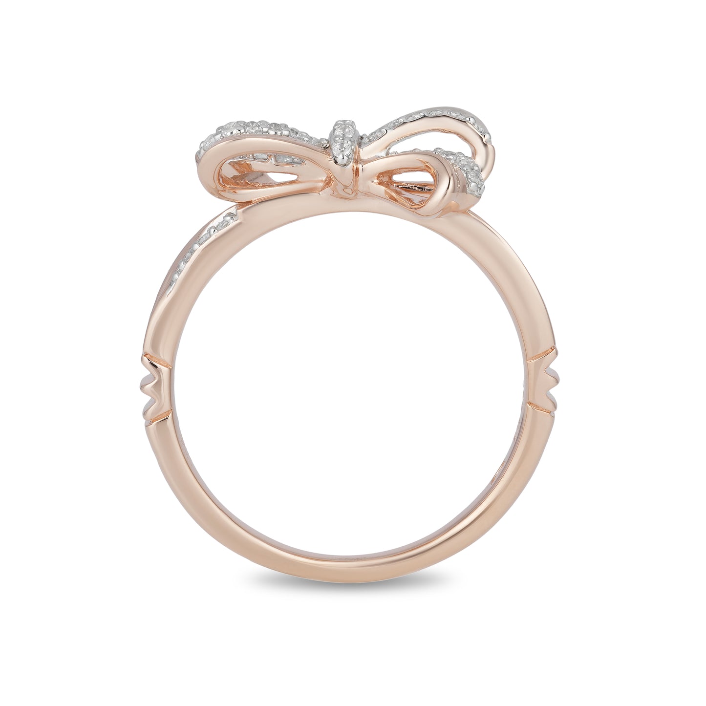 Enchanted Disney Fine Jewelry 10K Rose Gold 1/10 CTTW Snow White Bow Ring