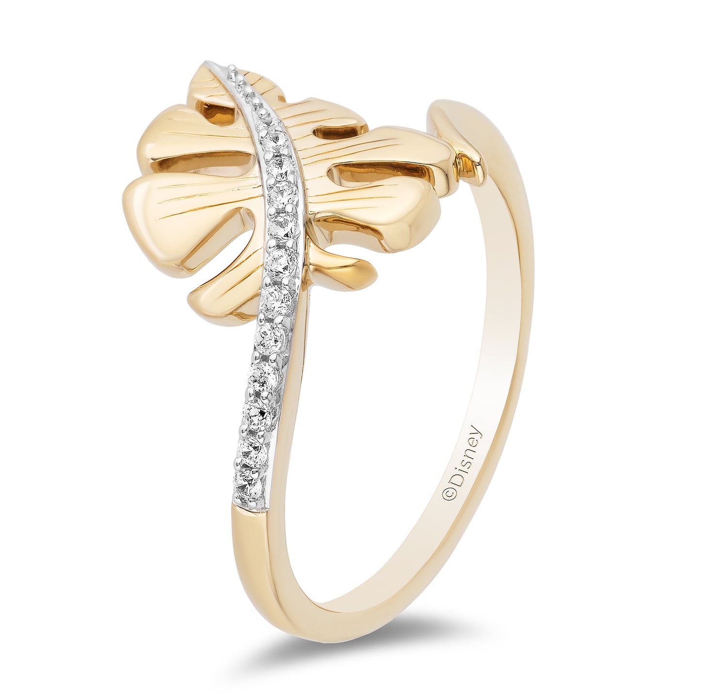 Enchanted Disney Fine Jewelry 14K Yellow Gold over Sterling Silver 1/10 CTTW Moana Ring