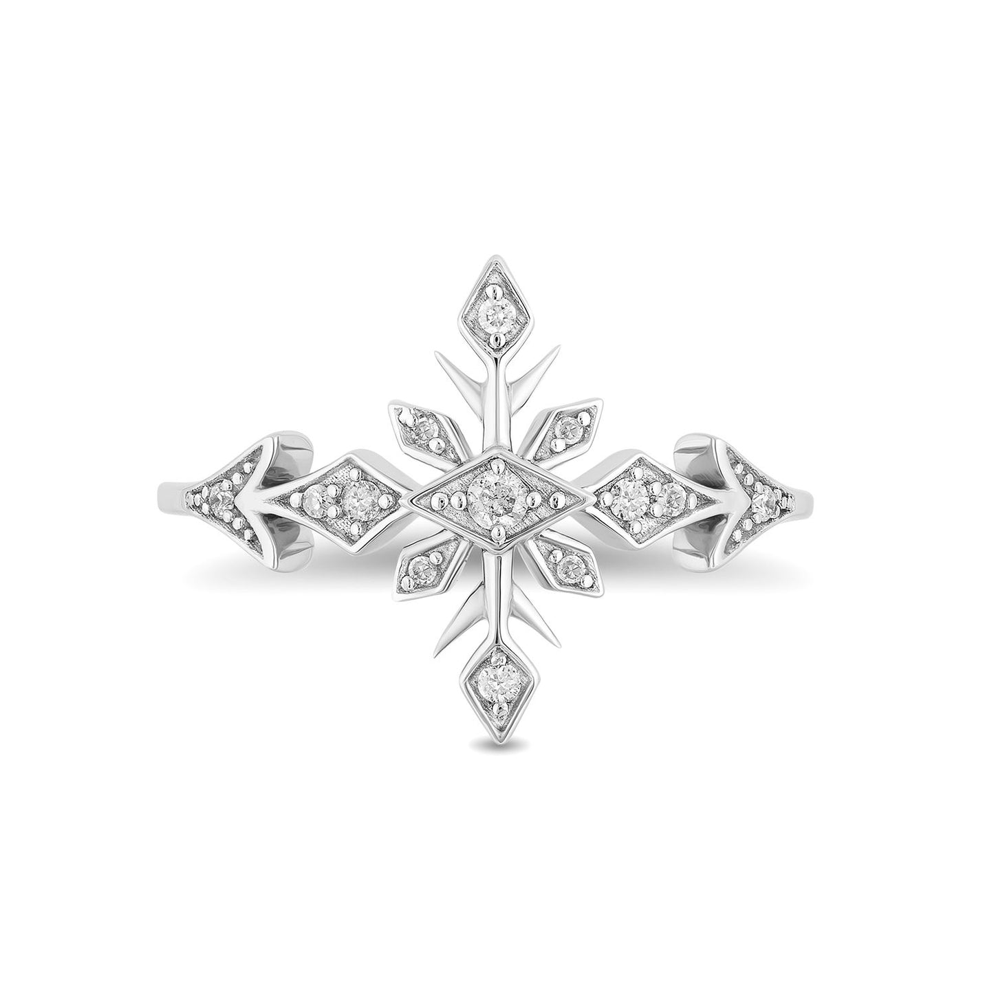 Enchanted Disney Fine Jewelry Sterling Silver with 1/10 CTTW Diamonds Frozen 2 Elsa Fashion Ring