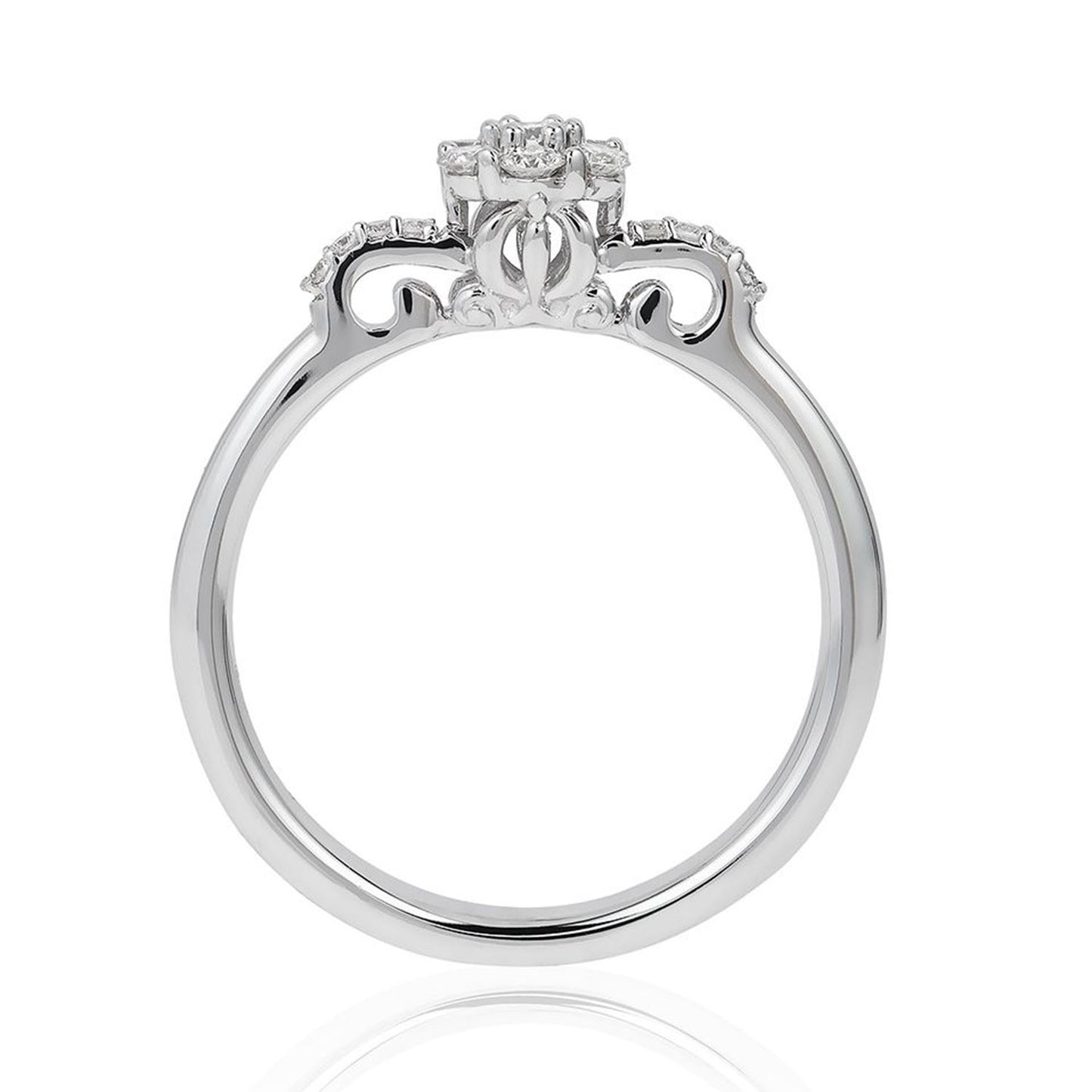 Enchanted Disney Fine Jewelry 10K White Gold with 1/4 CTTW Diamond Cinderella Carriage Engagement Ring