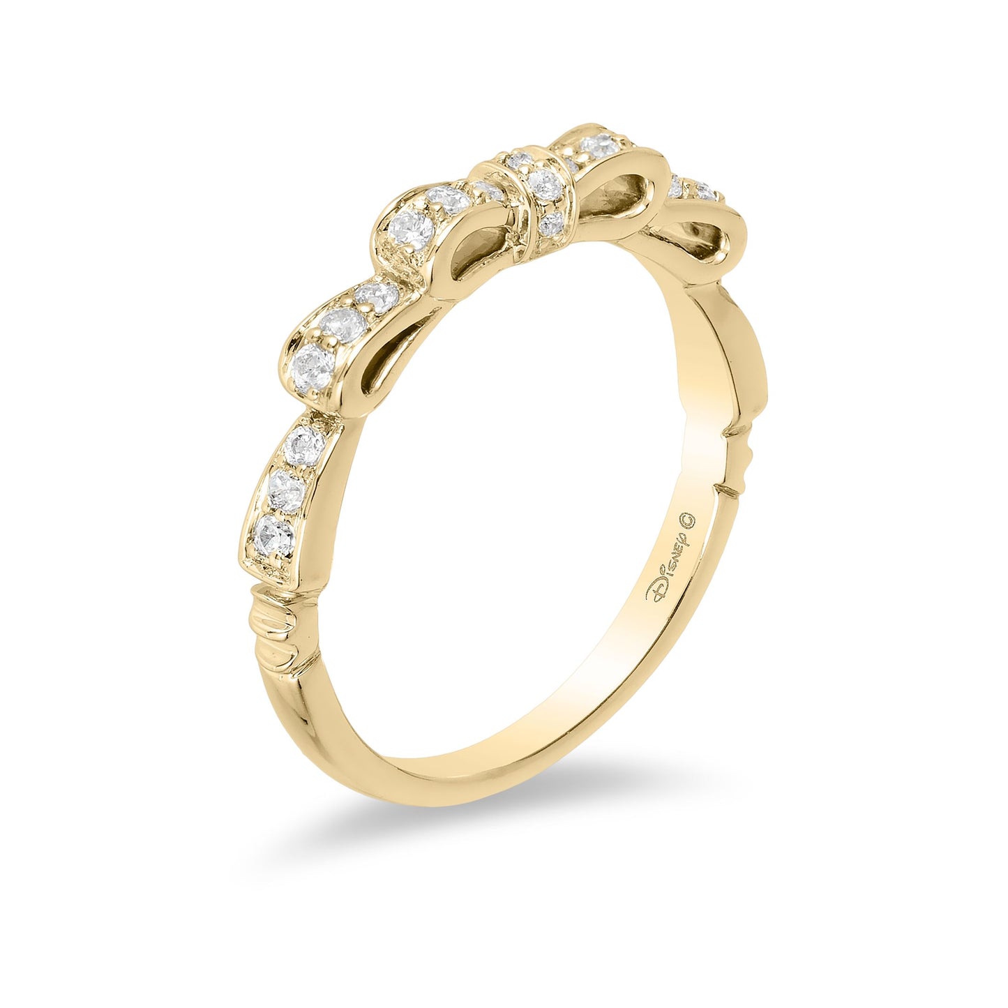 Enchanted Disney Fine Jewelry 14K Yellow Gold with 1/4 CTTW Diamond Snow White Anniversary Band Ring