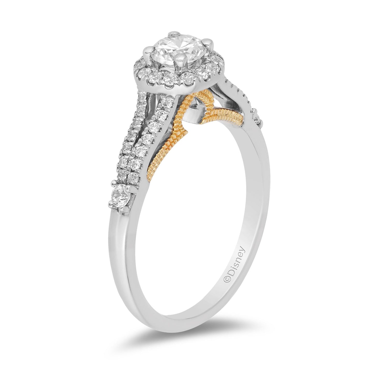 Enchanted Disney Fine Jewelry 14K White Gold and Yellow Gold with 3/4 CTTW Diamond Jasmine Engagement Ring