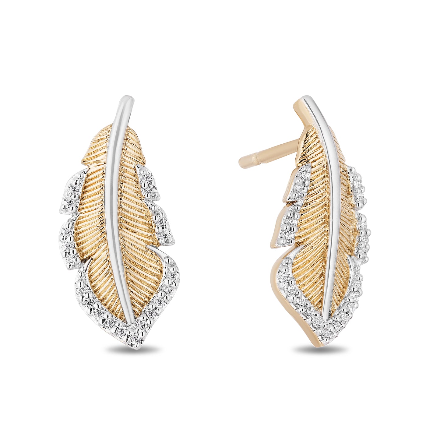 Enchanted Disney Fine Jewelry 10K Yellow Gold with 1/10 CTTW Diamond Pocahontas Earrings