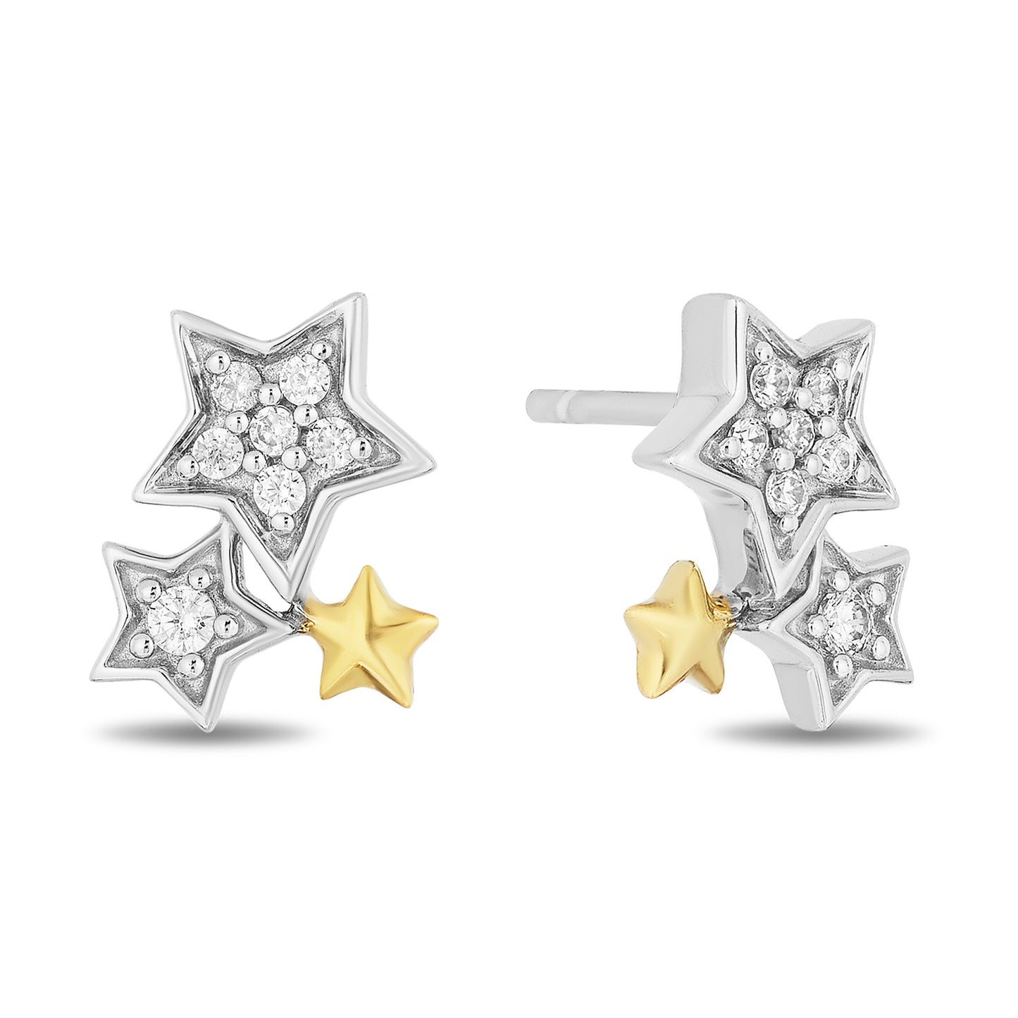 Enchanted Disney Fine Jewelry 14K Yellow Gold over Sterling Silver with 1/10 CTTW Diamonds Tinker Bell Stud Earrings
