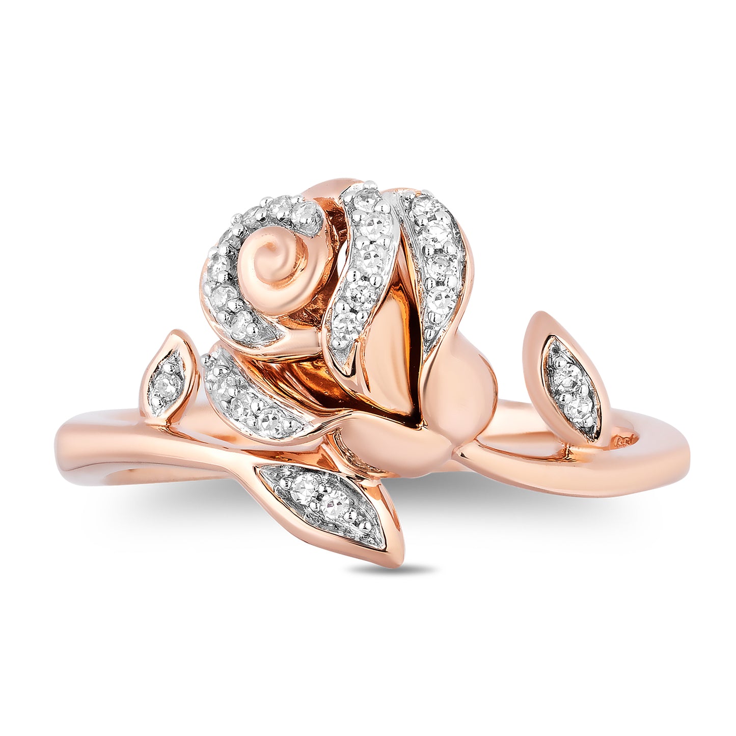 Enchanted Disney Fine Jewelry 14K Rose Gold Over Sterling Silver with 1/10 CTTW Diamonds Belle Ring