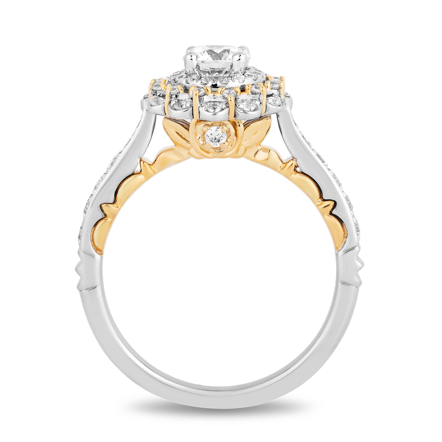 Enchanted Disney Fine Jewelry 14K White and Yellow Gold with 1/2 CTTW Diamond, Disney's Belle Engagement Ring
