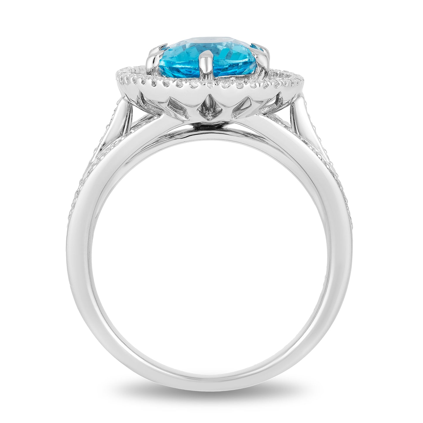 Enchanted Disney Fine Jewelry Sterling Silver with 1/4 CTTW Diamonds and Swiss Blue Topaz Jasmine Ring