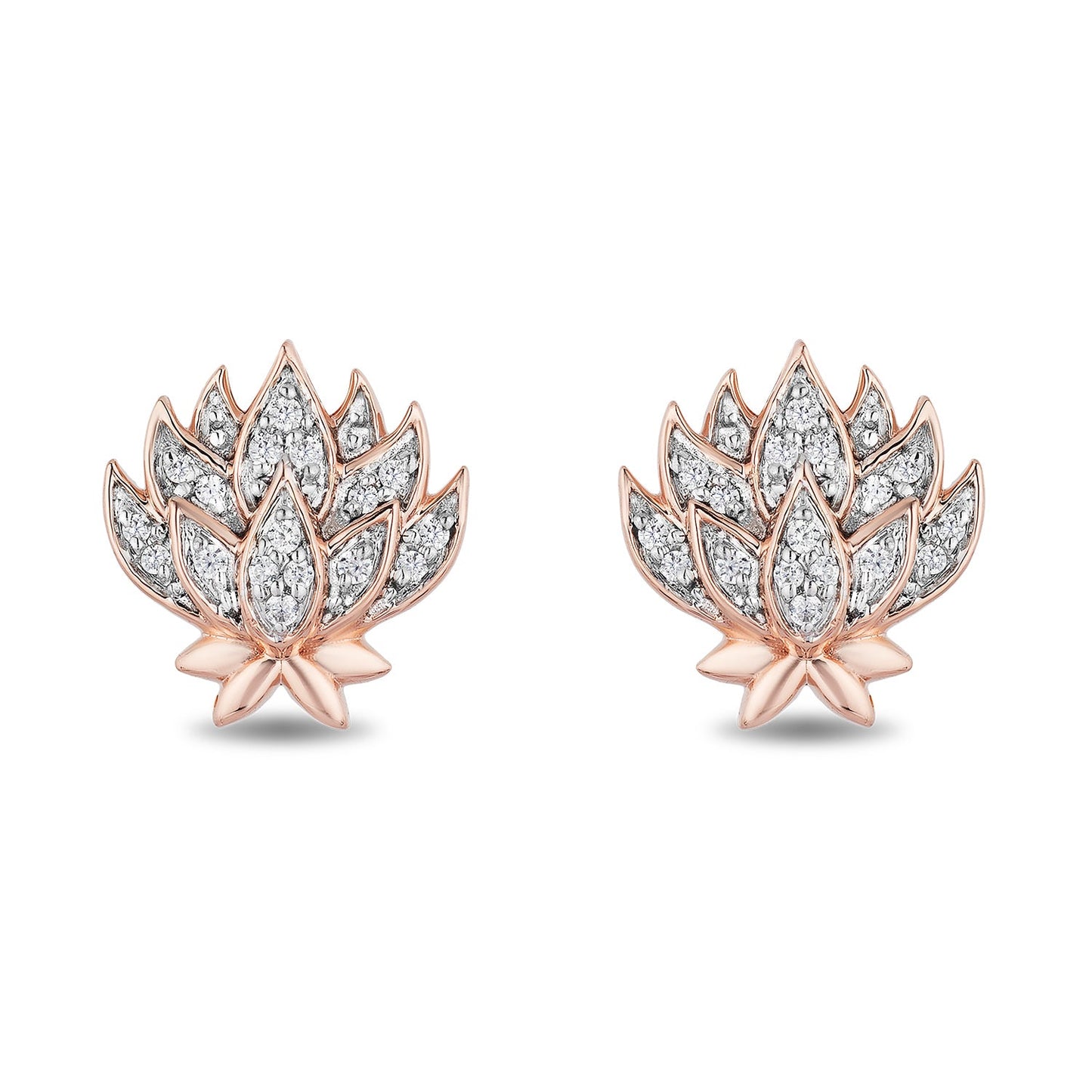 Enchanted Disney Fine Jewelry 14K Rose Gold over Sterling Silver 1/10 CTTW Jasmine Stud Earrings
