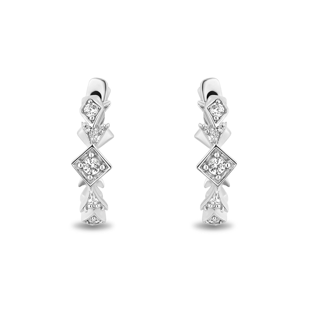 Enchanted Disney Fine Jewelry Sterling Silver with 1/10 CTTW Diamond Elsa Huggie Earrings