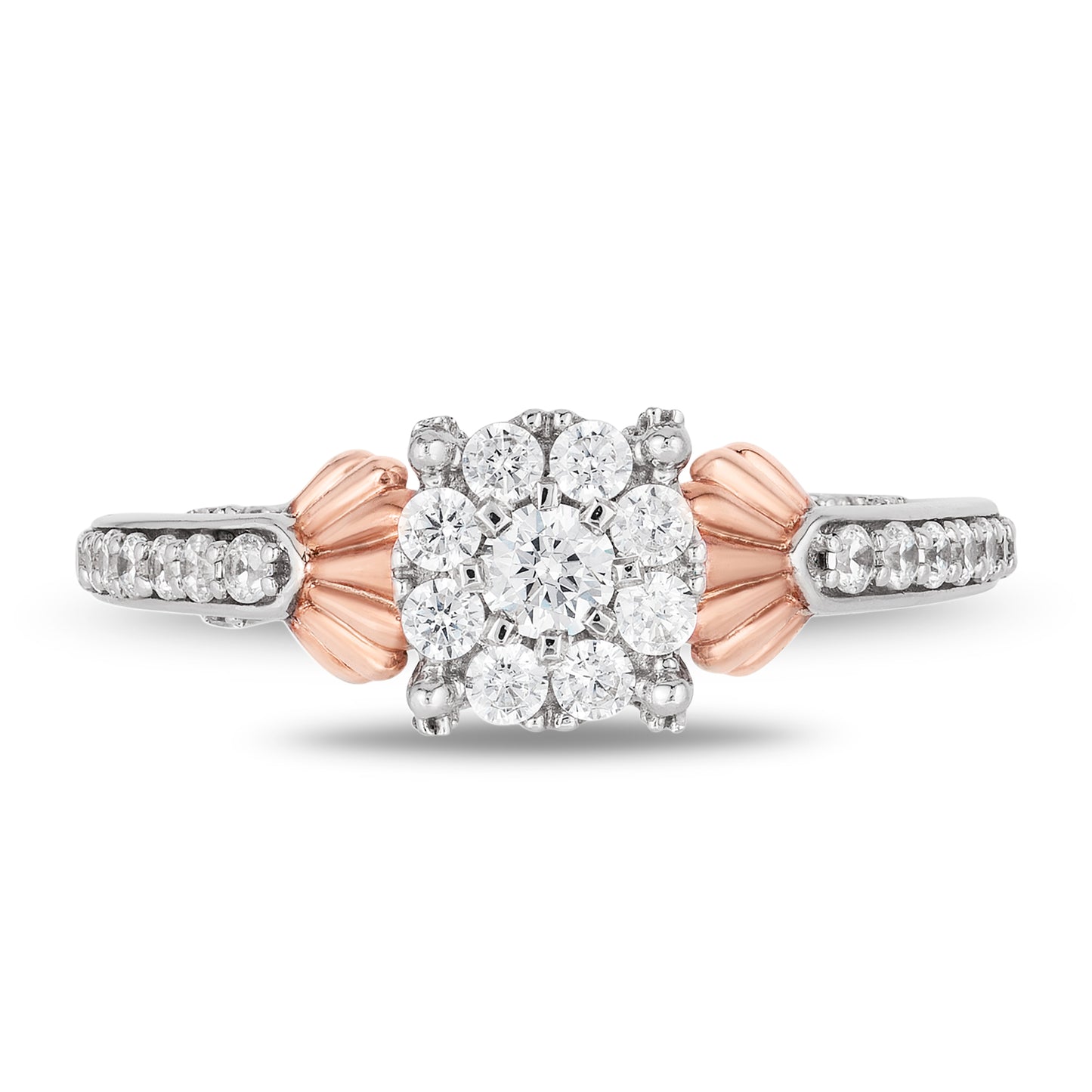 Enchanted Disney Fine Jewelry 14K White Gold and Rose Gold with 5/8 CTTW Diamond and Amethyst Ariel Shell Composite Engagement Ring