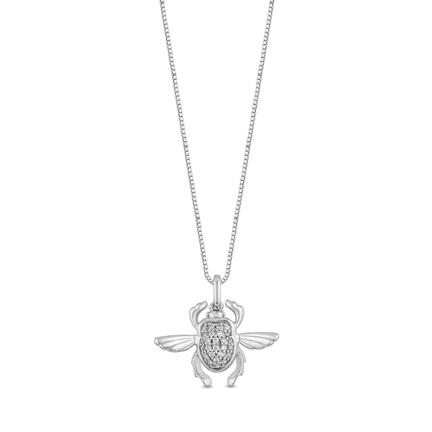 Enchanted Disney Fine Jewelry Sterling Silver with 1/10 CTTW Diamonds Jafar Beetle Pendant Necklace