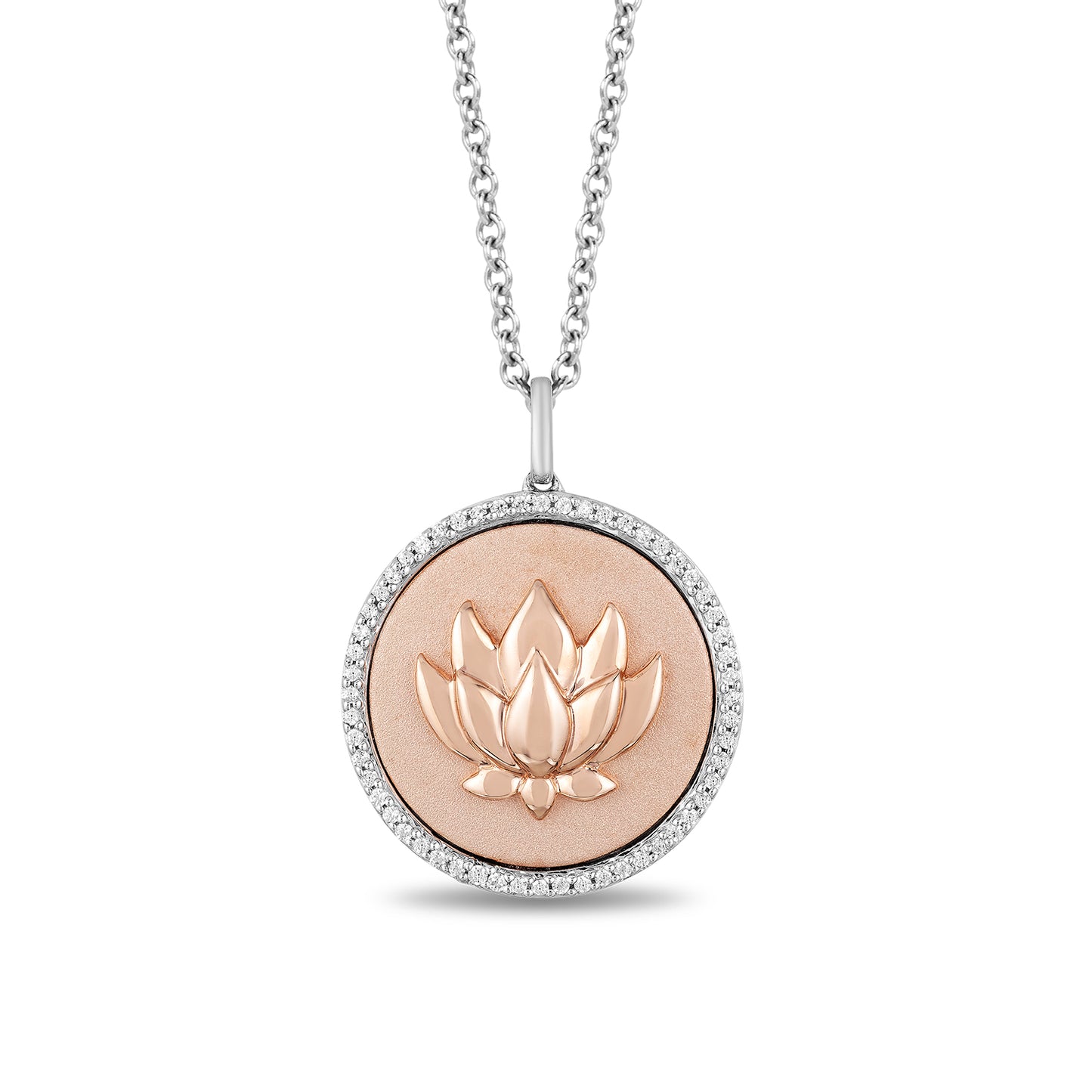 Enchanted Disney Fine Jewelry 14K Rose Gold Over Sterling Silver with 1/6 CTTW Diamonds Jasmine Necklace
