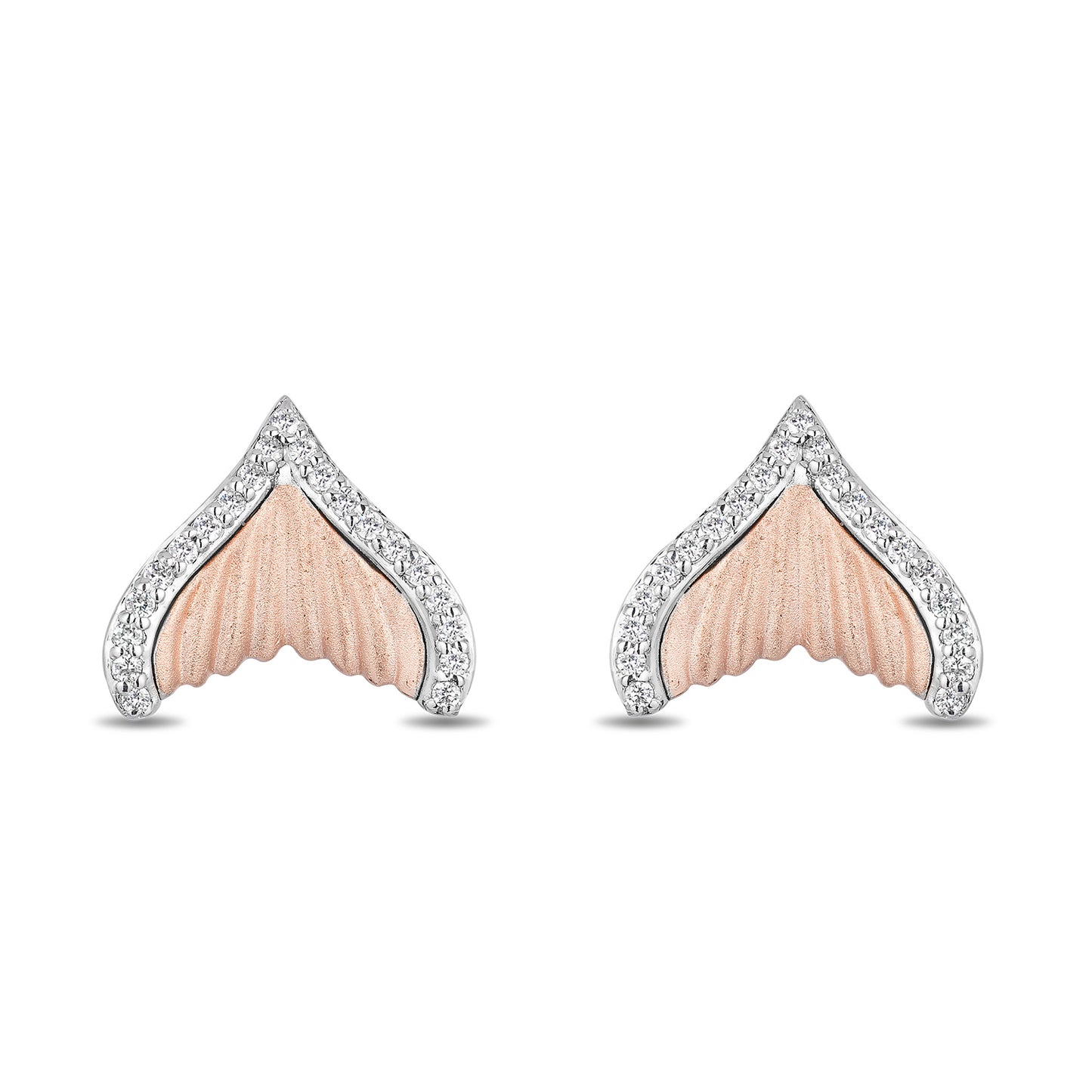 Enchanted Disney Fine Jewelry Sterling Silver and 10K Rose Gold with 1/6 CTTW Diamond Ariel Earrings