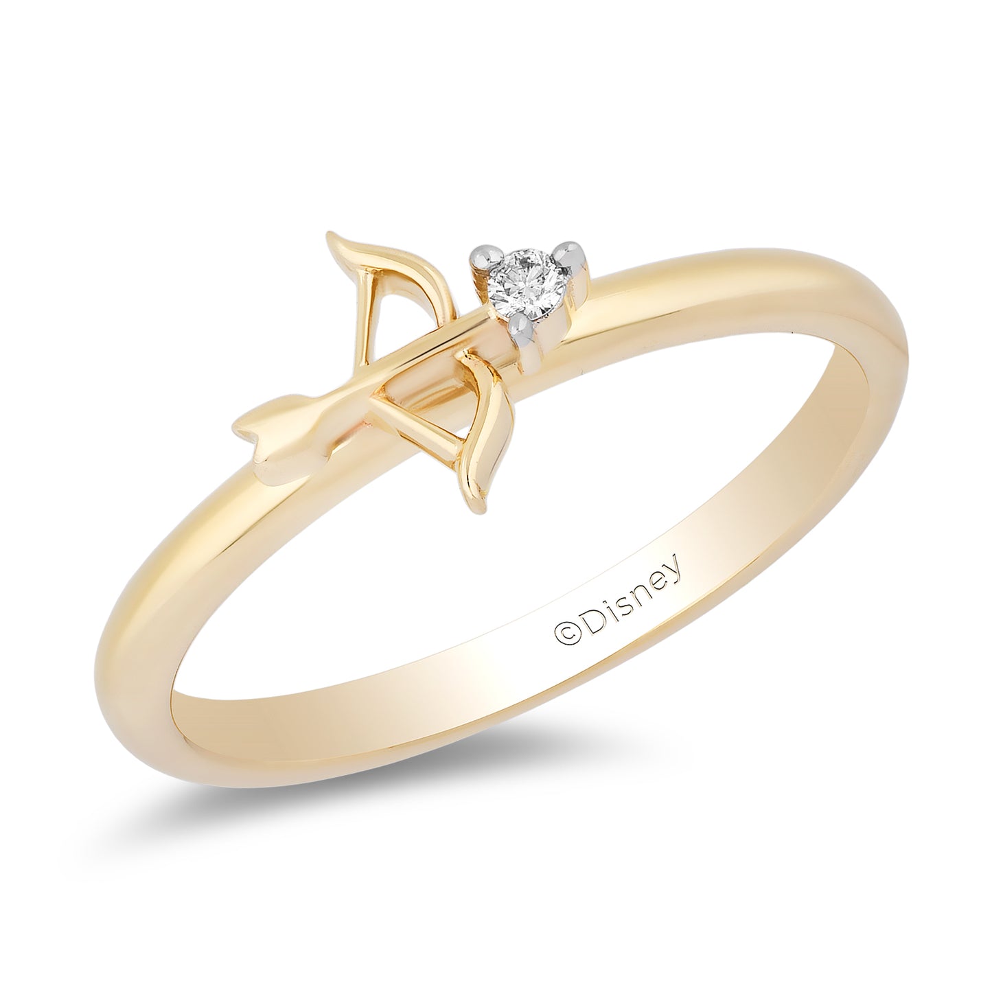 Enchanted Disney Fine Jewelry 10k Yellow Gold Diamond Accent Merida Bow and Arrow Ring