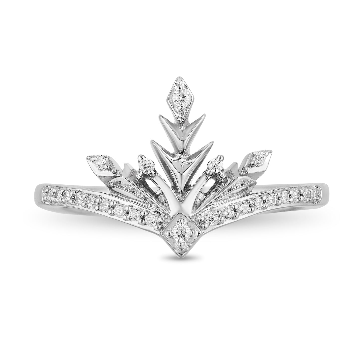 Enchanted Disney Fine Jewelry Sterling Silver with 1/10 CTTW Diamond Elsa Ring