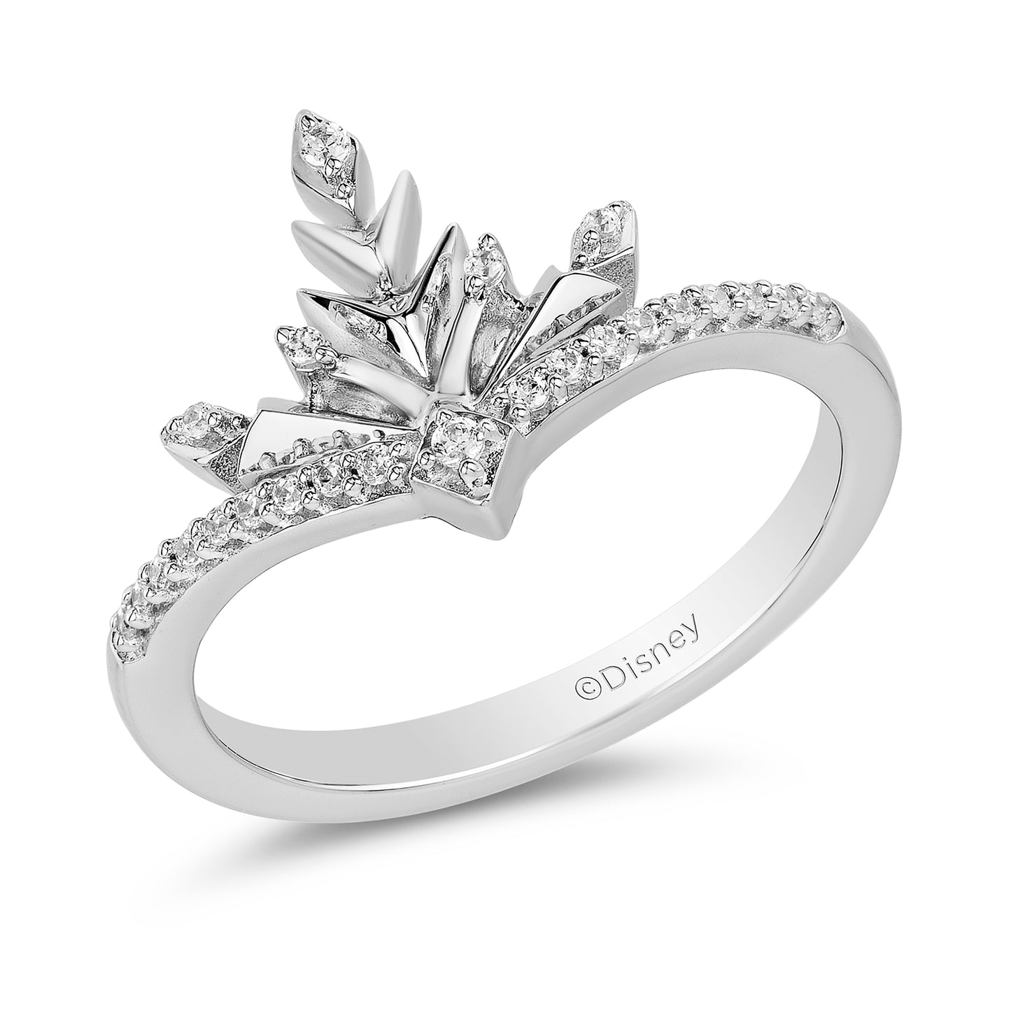 Enchanted Disney Fine Jewelry Sterling Silver with 1/10 CTTW Diamond Elsa Ring