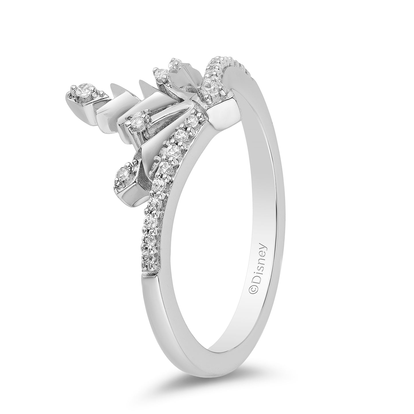 Enchanted Disney Fine Jewelry Sterling Silver with 1/10 CTTW Diamond Elsa Ring