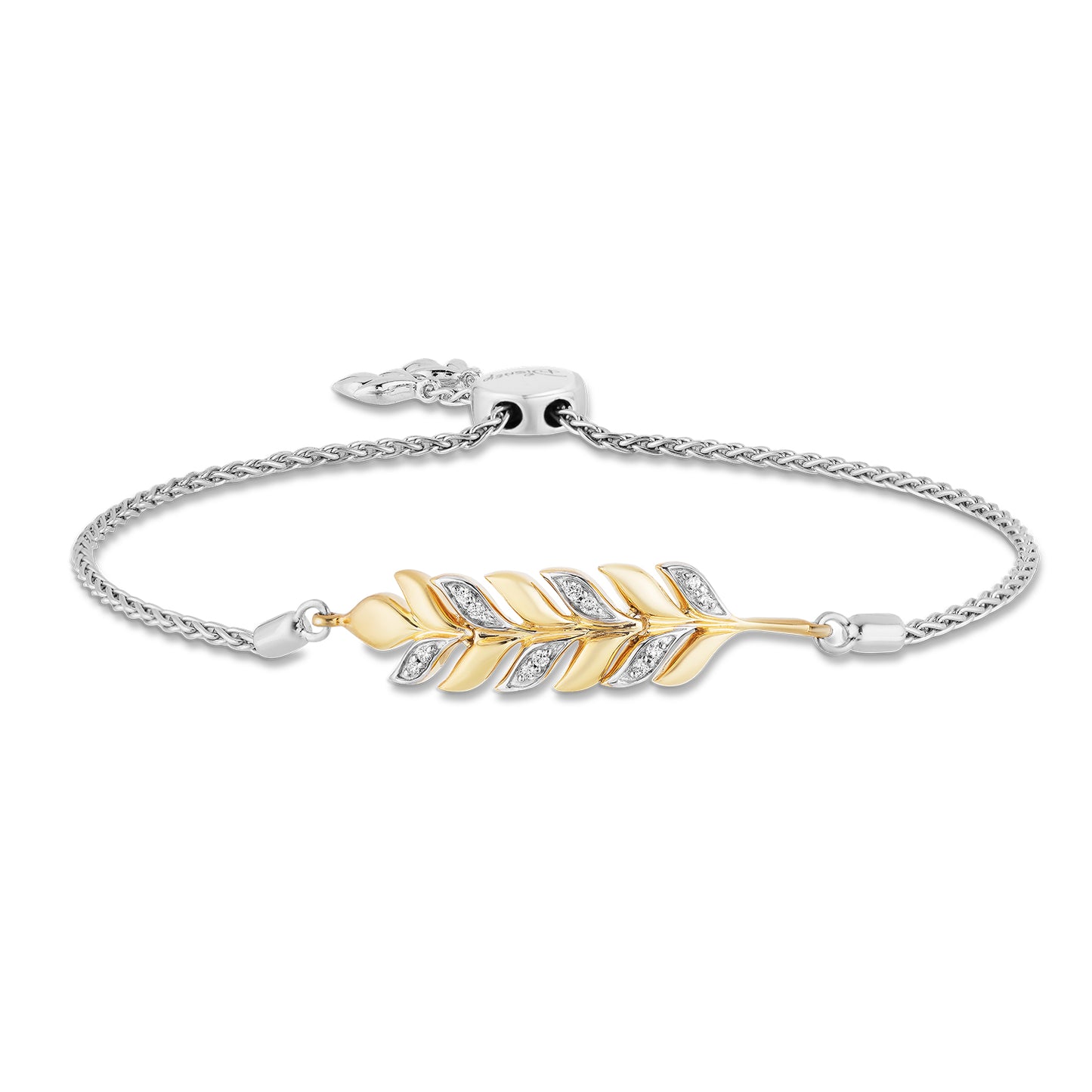 Enchanted Disney Fine Jewelry 14K Yellow Gold over Sterling Silver with 1/10 CTTW Diamond, Disney's Anna Bracelet