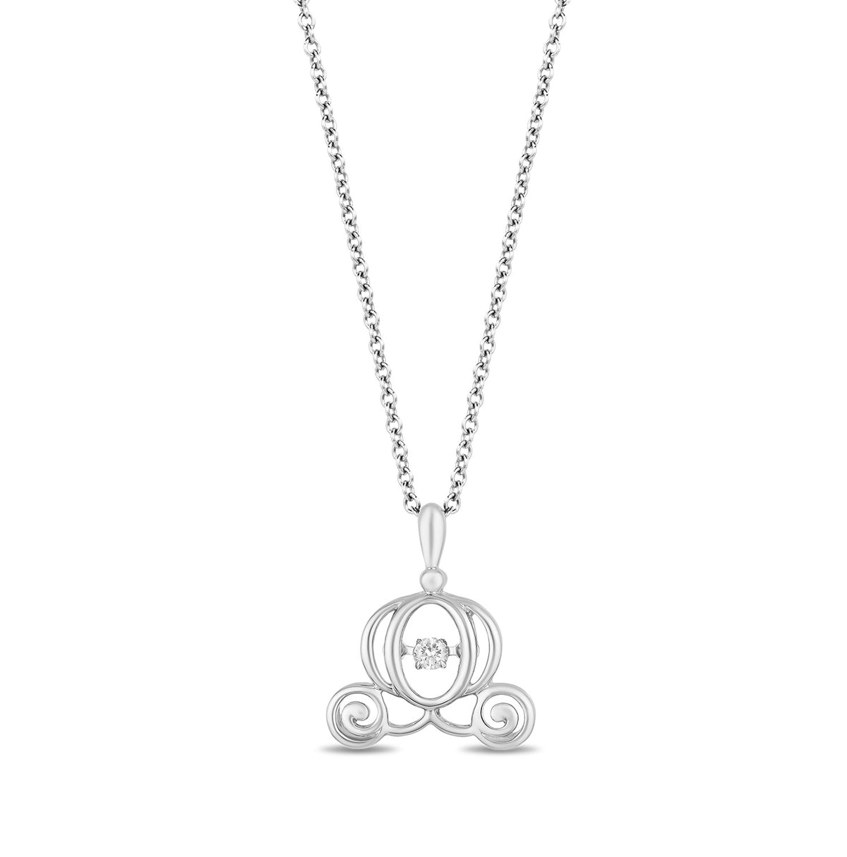Disney Cinderella Inspired Diamond Carriage Pendant in Sterling Silver 1 20 CTTW Enchanted Disney Fine Jewelry