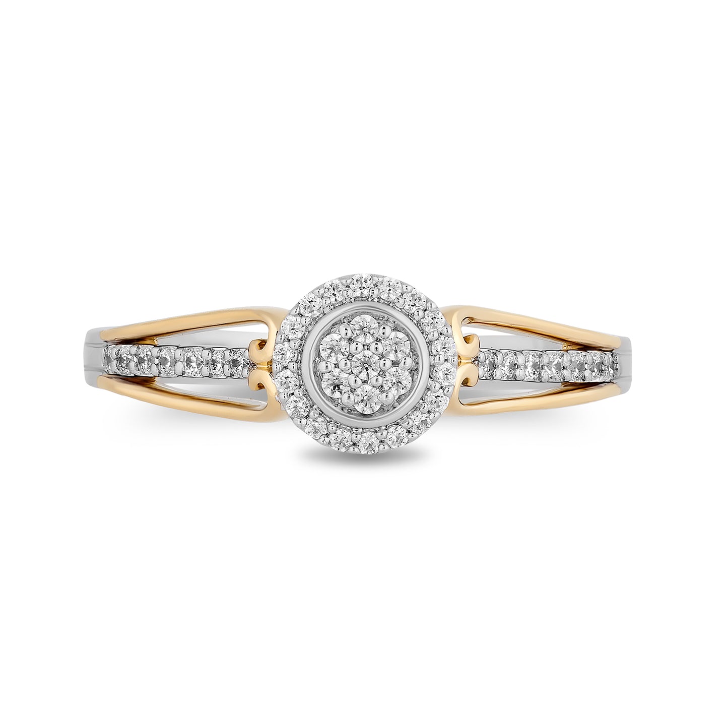 Enchanted Disney Fine Jewelry Sterling Silver and 10K Yellow Gold with 1/5 CTTW Diamonds Tinker Bell Ring