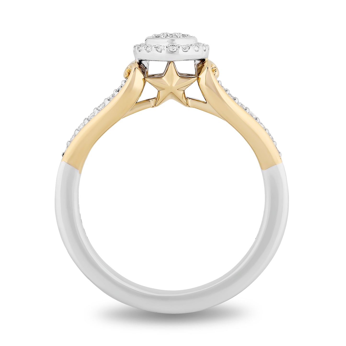 Enchanted Disney Fine Jewelry Sterling Silver and 10K Yellow Gold with 1/5 CTTW Diamonds Tinker Bell Ring