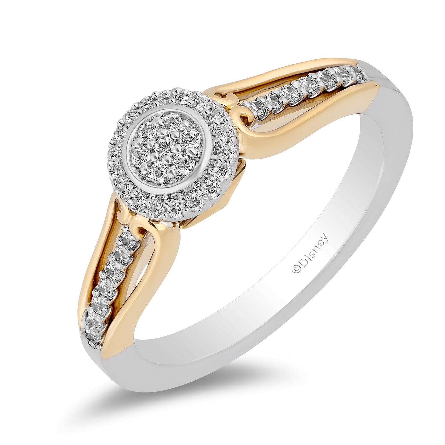 Enchanted Disney Fine Jewelry Sterling Silver and 10K Yellow Gold with 1/5 CTTW Diamonds Tinker Bell Ring