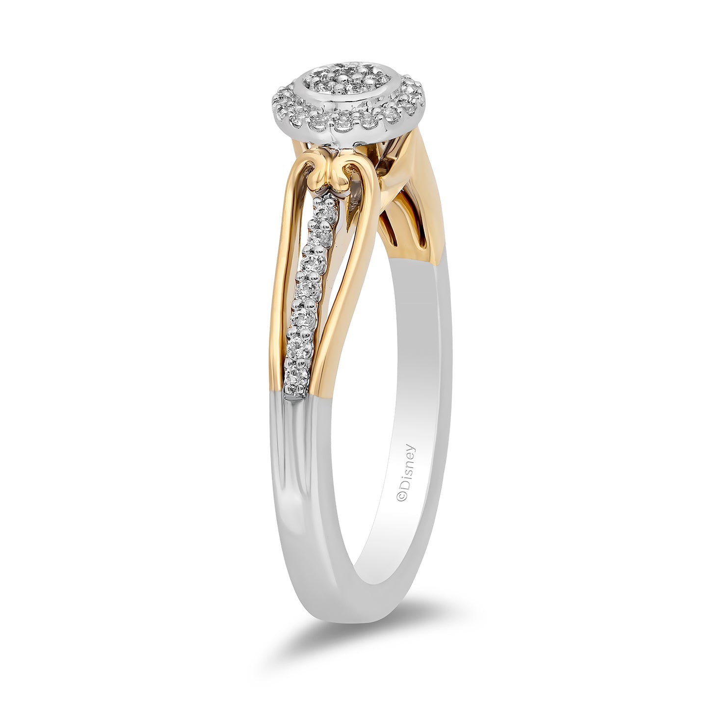 Enchanted Disney Fine Jewelry Sterling Silver and 10K Yellow Gold with 1/5 CTTW Diamonds Tinker Bell Ring