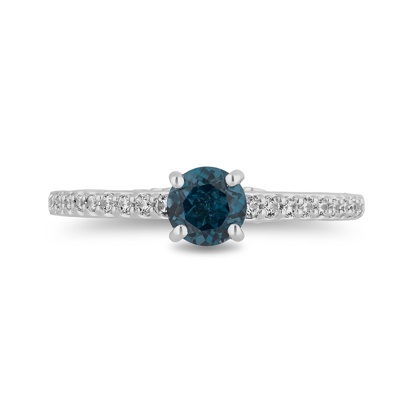 Enchanted Disney Fine Jewelry Sterling Silver with 1/6 CTTW Diamond and London Blue Topaz Cinderella Ring